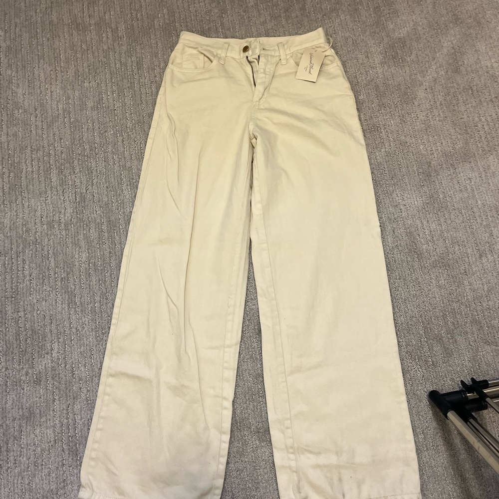 Beige Wide-Leg Pants